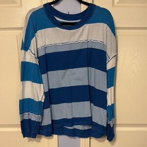 We The Free Blue and White Striped Long Sleeve Tee